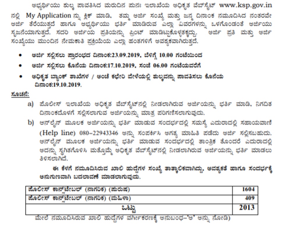 KSP Recruitment 2019: Apply for 3026 Constable Posts, Oct 17 Last Date 3